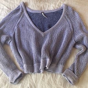 Free People Cropped V neck Sweater